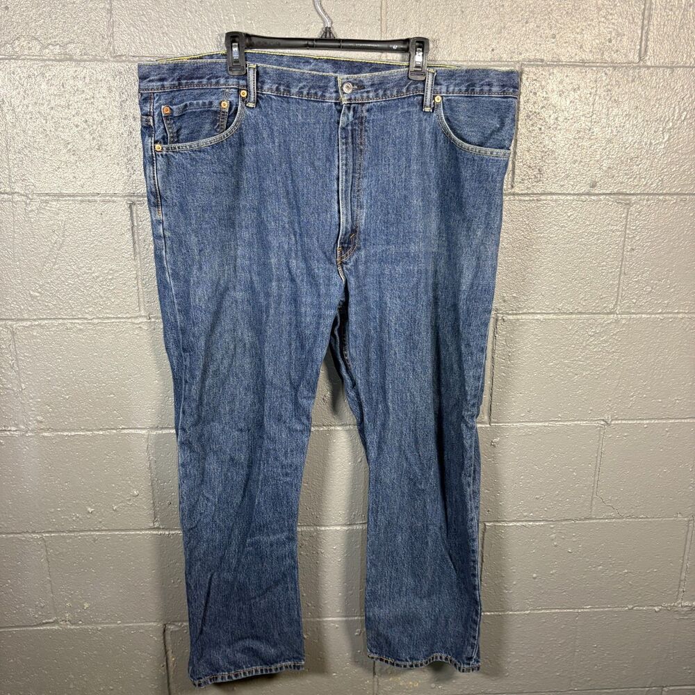 Levi's 505 Jeans Men's 46x30 Regular Fit Straight Leg Blue Denim Distressed